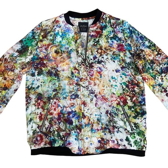 Zara Trafaluc Lightweight Bomber Jacket Size S Small Multicolored Floral Print - Picture 4 of 14